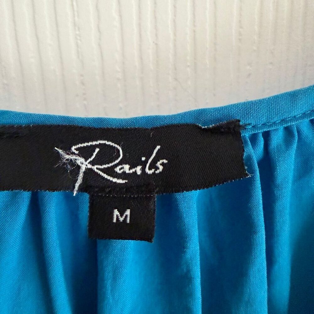RAILS Tina Blue Midi Dress Size Medium Flutter Sleeve Ruffle Hem Blue Cotton - Picture 6 of 13